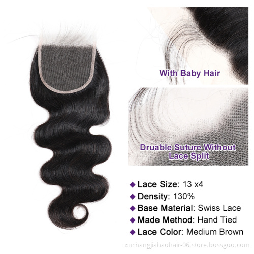 high quality 28 30inches 4x4 5x5 6x6 7x7 Swiss Lace Closure 100% Brazilian Human Hair Transparent Lace Closure HD Lace Closure